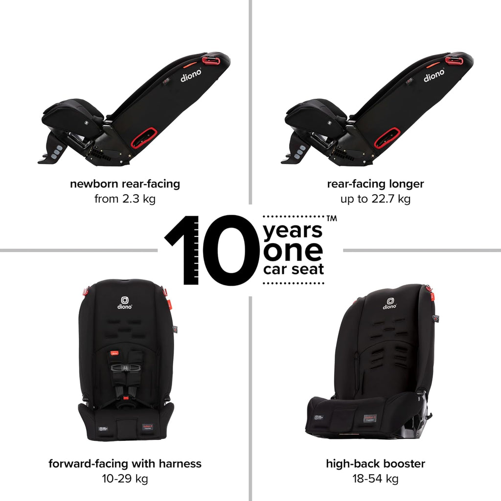 Diono Radian 3R, 3-in-1 Convertible Car Seat, Rear Facing & Forward Facing, 10 Years 1 Car Seat, Slim Fit 3 Across