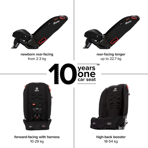 Diono Radian 3R, 3-in-1 Convertible Car Seat, Rear Facing & Forward Facing, 10 Years 1 Car Seat, Slim Fit 3 Across