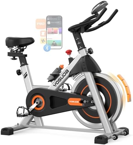 YOSUDA Exercise Bike, Brake Pad Stationary Bike for Home with Exclusive App, Magnetic Indoor Cycling Bike with 300 lb Weight Capacity, Low Noise, Tablet Holder and Fitness Courses for Weight Loss|B0BVHN3D72