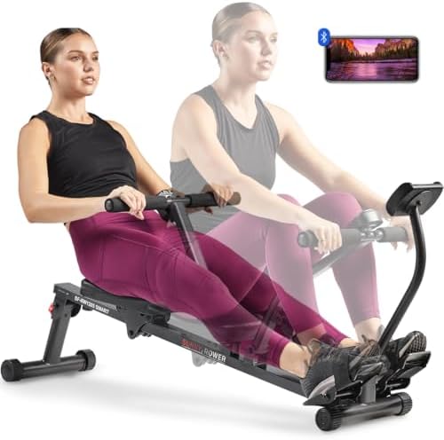 Sunny Health & Fitness Compact Adjustable Rowing Machine with 12 Levels of Resistance for Complete Body Workouts and Optional Free SunnyFit App Enhanced Connectivity|B0C8342FMM