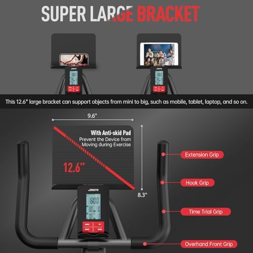 JOROTO Exercise Bike, Magnetic Stationary Bikes for Home with 40LBS Flywheel, App Supported Indoor Bike with 350LBS Weight Capacity, Low Noise,Digital Monitor,Bottle and Tablet Holder|B0BG1KK8PX
