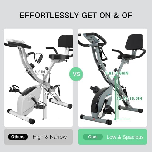 BARWING Stationary Exercise Bike for Home Workout, 5 IN 1 Foldable Indoor Cycling Bike for Seniors, 350LB Capacity, 16-Level Magnetic Resistance, Seat Backrest Adjustments|B0FZZH9VGJ