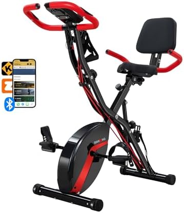 BARWING Stationary Exercise Bike for Home Workout, 5 IN 1 Foldable Indoor Cycling Bike for Seniors, 350LB Capacity, 16-Level Magnetic Resistance, Seat Backrest Adjustments|B0FZZH9VGJ
