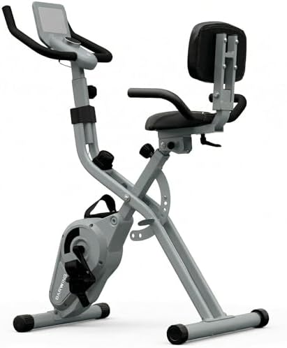 BARWING Stationary Exercise Bike for Home Workout, 5 IN 1 Foldable Indoor Cycling Bike for Seniors, 350LB Capacity, 16-Level Magnetic Resistance, Seat Backrest Adjustments|B0FZZH9VGJ