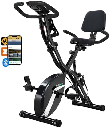 BARWING Stationary Exercise Bike for Home Workout, 5 IN 1 Foldable Indoor Cycling Bike for Seniors, 350LB Capacity, 16-Level Magnetic Resistance, Seat Backrest Adjustments|B0FZZH9VGJ