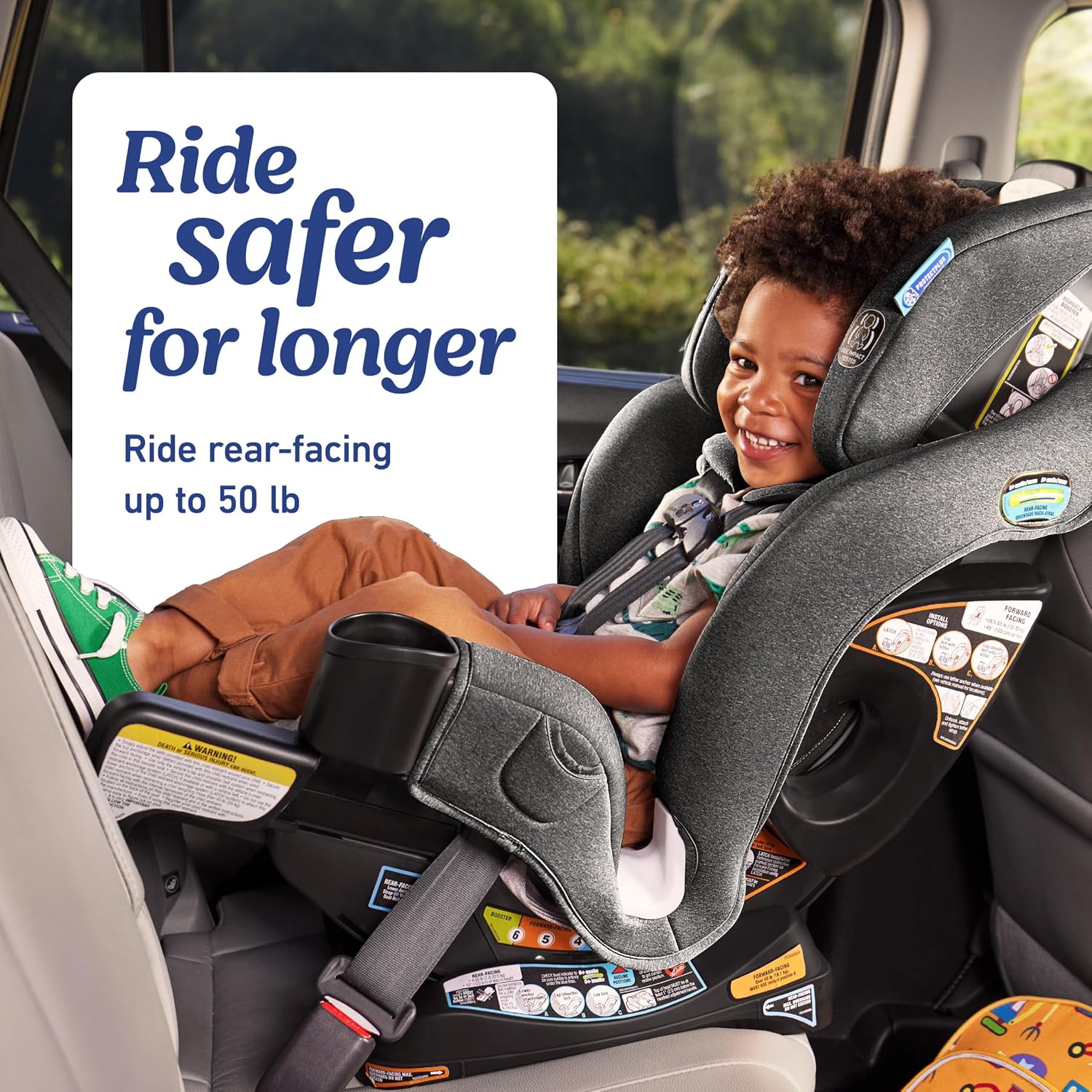 Graco Extend2Fit 3-in-1 Convertible Car Seat, 3 Modes – Rear Facing, Forward Facing Baby Car Seat and Highback Booster Seat, Adjustable Extension Panel for Extra Legroom