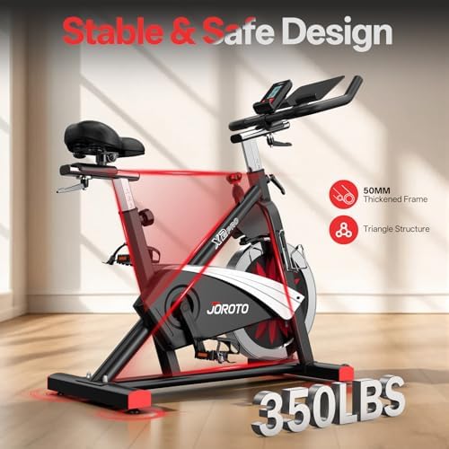JOROTO Exercise Bike, Magnetic Stationary Bikes for Home with 40LBS Flywheel, App Supported Indoor Bike with 350LBS Weight Capacity, Low Noise,Digital Monitor,Bottle and Tablet Holder|B0BG1KK8PX