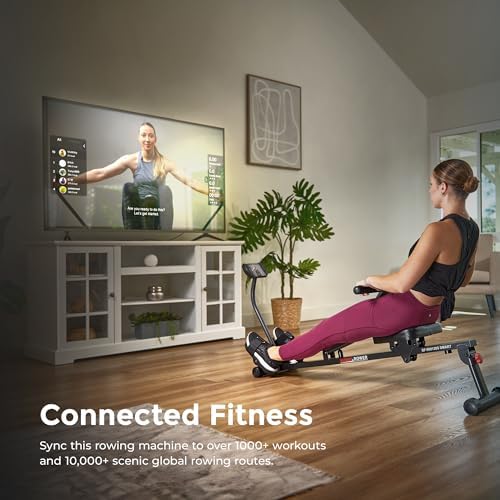 Sunny Health & Fitness Compact Adjustable Rowing Machine with 12 Levels of Resistance for Complete Body Workouts and Optional Free SunnyFit App Enhanced Connectivity|B0C8342FMM