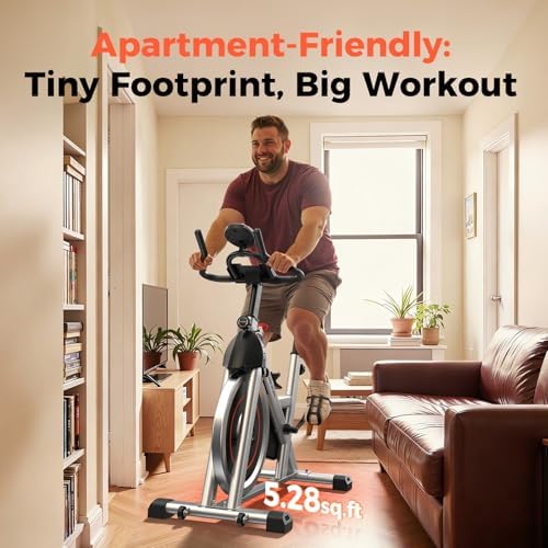 YOSUDA Exercise Bike, Brake Pad Stationary Bike for Home with Exclusive App, Magnetic Indoor Cycling Bike with 300 lb Weight Capacity, Low Noise, Tablet Holder and Fitness Courses for Weight Loss|B0BVHN3D72