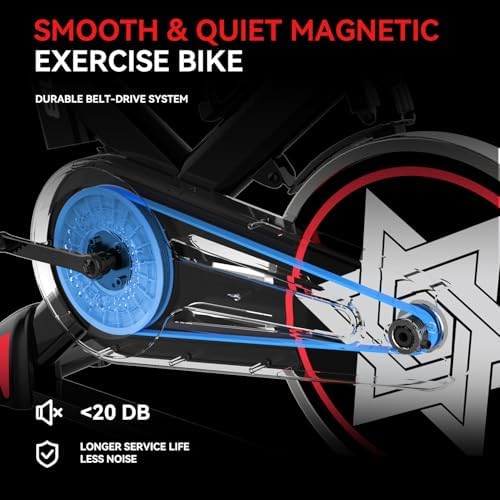 pooboo Exercise Bike, Brake Pad Stationary Bike for Home with Exclusive App, Adjustable Resistance Quiet Indoor Cycling Bike with 350lbs Weight Capacity Extra Comfort Seat,Indoor Cycling Spin Bike Workout Bike with Tablet Holder and Fitness Courses for Weight Loss|B0H41TM8KX
