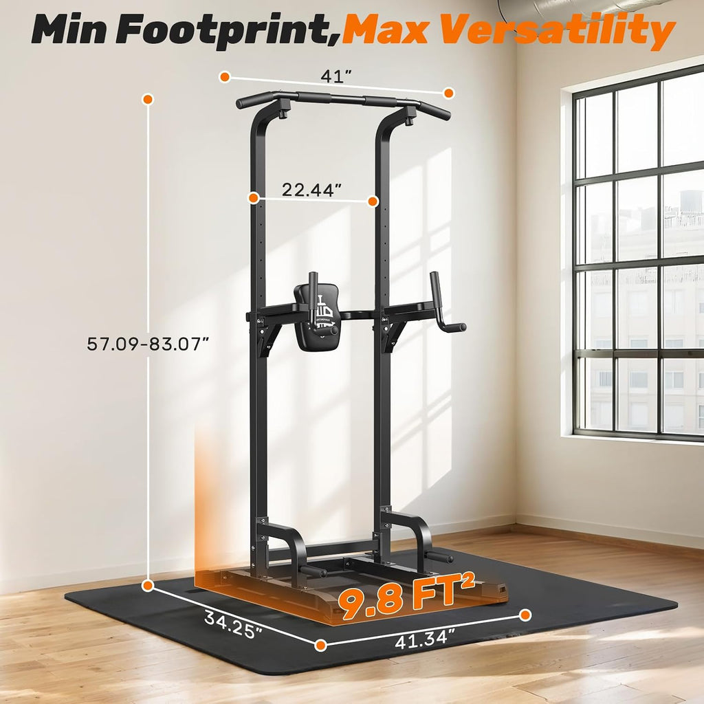 Power Tower Pull Up Bar Station, 450LBS Stable Pull Up Dip Station for Home Gym Strength Training Equipment | FED Fitness