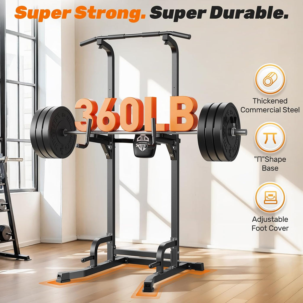 Power Tower Pull Up Bar Station, 450LBS Stable Pull Up Dip Station for Home Gym Strength Training Equipment | FED Fitness