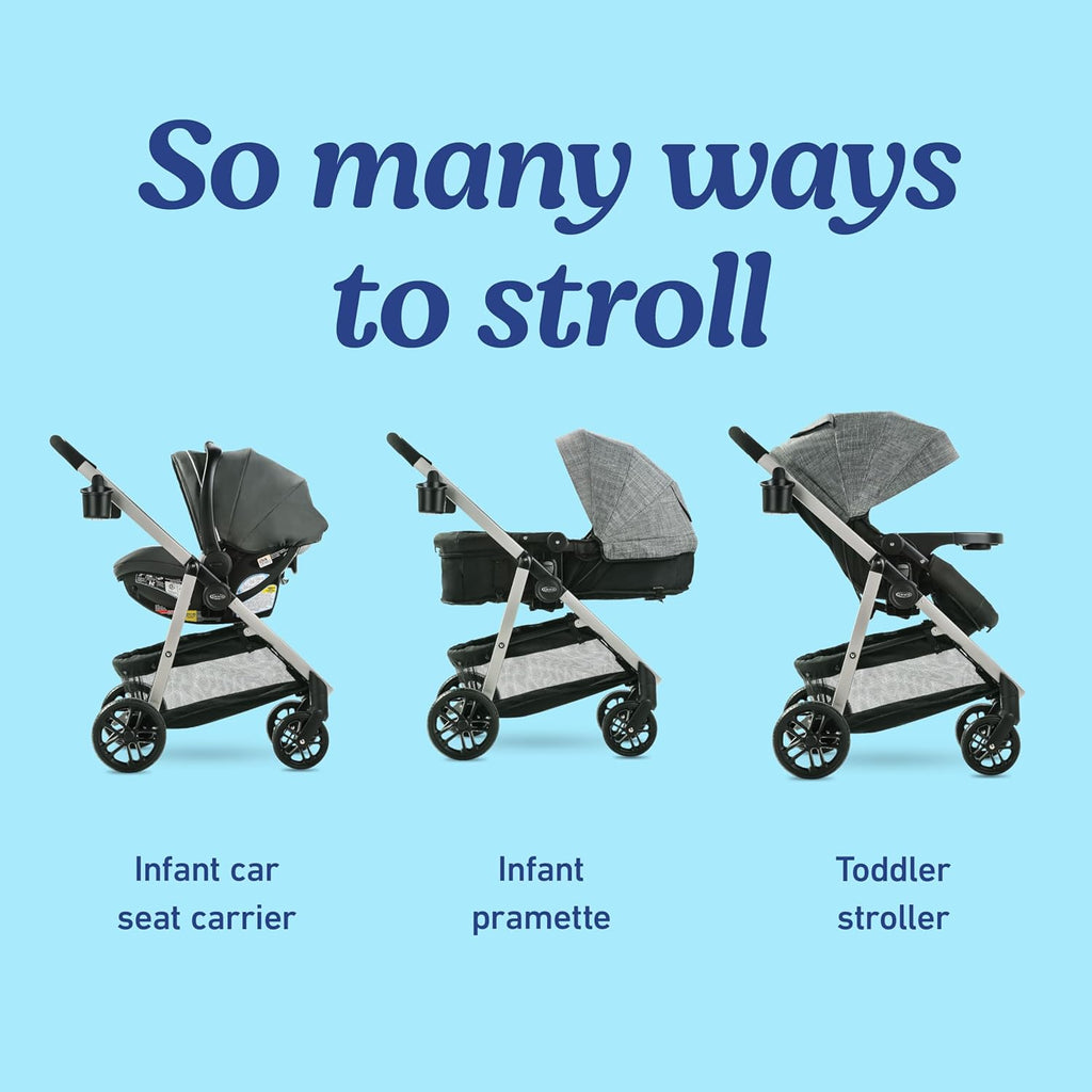3-in-1 Baby Stroller, 3 Modes: Infant Car Seat Carrier (Car Seat Not Included), Infant Pramette to Toddler Stroller with Reversible Seat and One-Hand Fold