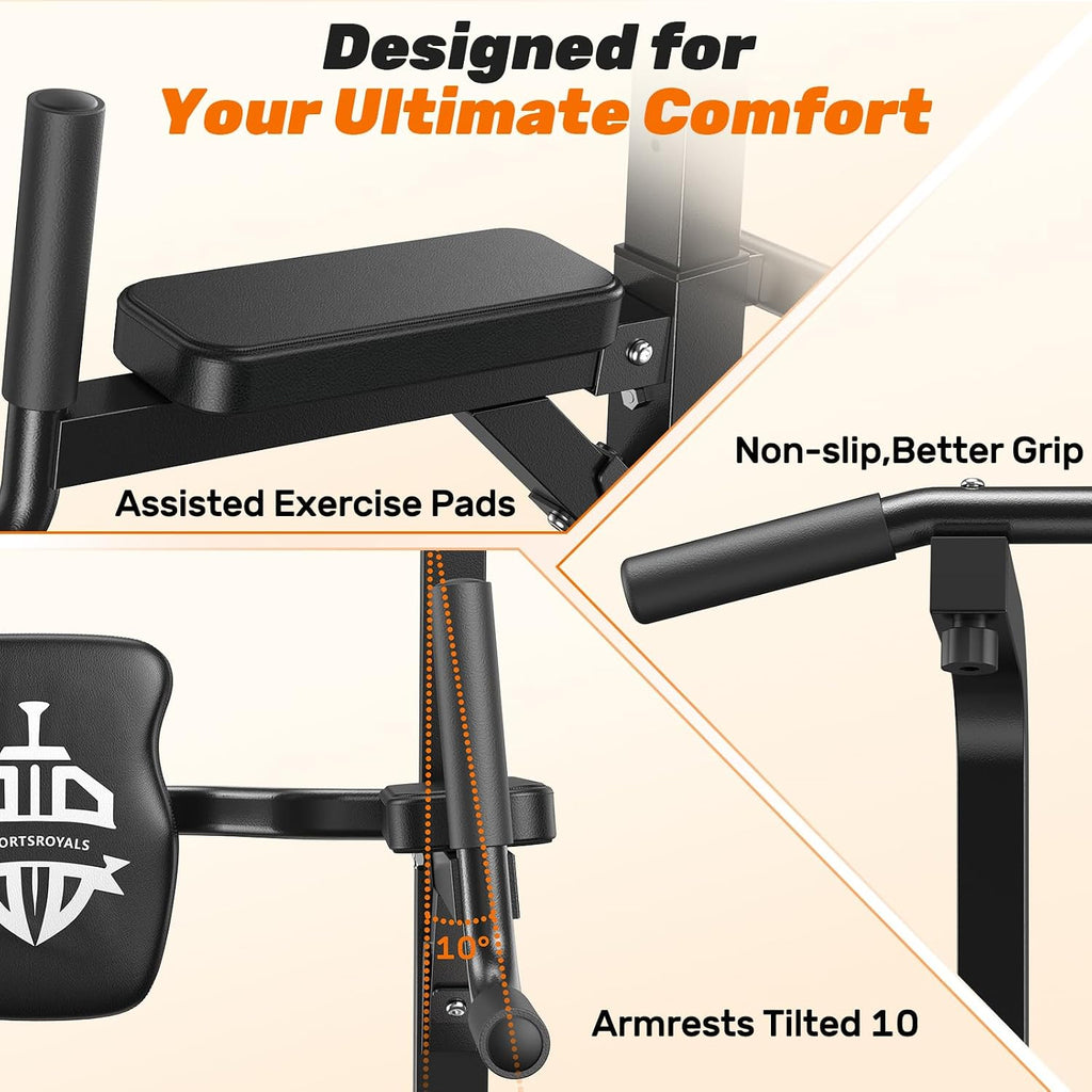 Power Tower Pull Up Bar Station, 450LBS Stable Pull Up Dip Station for Home Gym Strength Training Equipment | FED Fitness