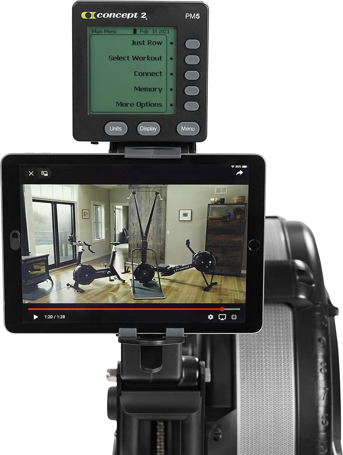 Indoor Rowing Machine - PM5 Monitor, Device Holder, Adjustable Air Resistance, Easy Storage