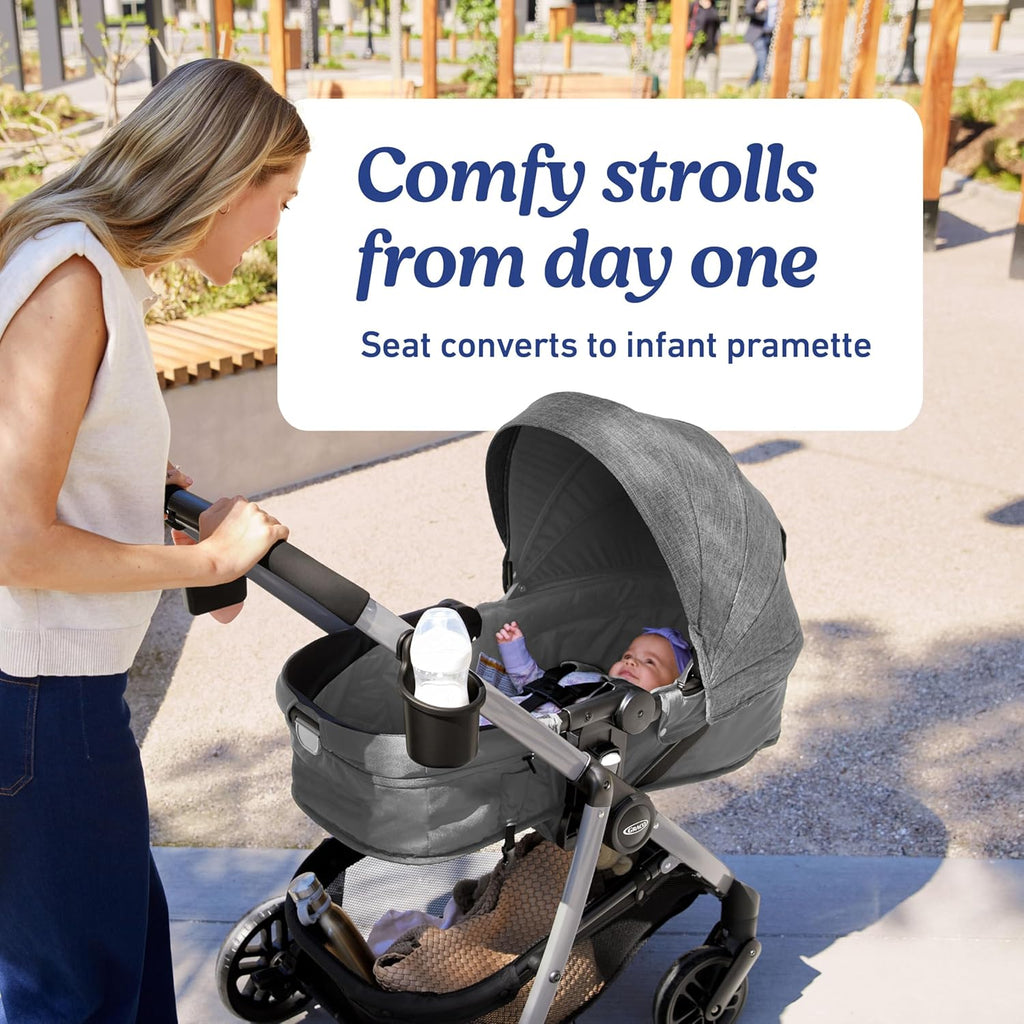 3-in-1 Baby Stroller, 3 Modes: Infant Car Seat Carrier (Car Seat Not Included), Infant Pramette to Toddler Stroller with Reversible Seat and One-Hand Fold