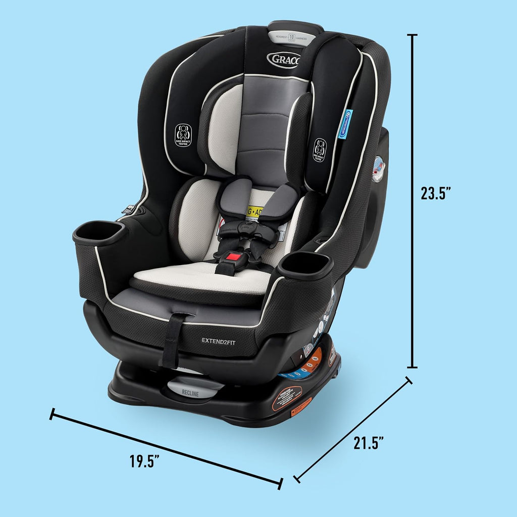 Graco Extend2Fit Convertible Car Seat, Rear and Forward Facing Car Seat with Adjustable Extension Panel for Extra Legroom, Great Gift for Baby Shower or Baby Registry
