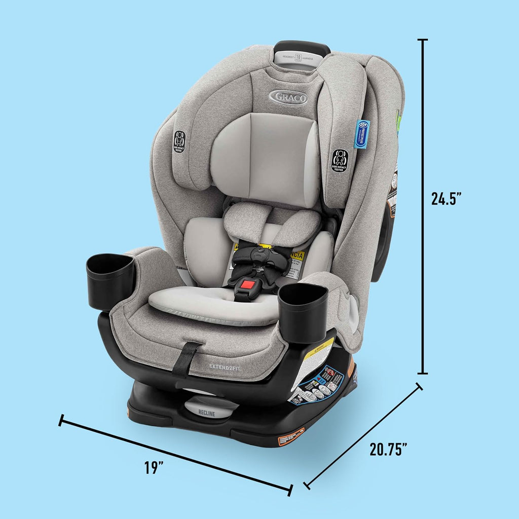 Graco Extend2Fit 3-in-1 Convertible Car Seat, 3 Modes – Rear Facing, Forward Facing Baby Car Seat and Highback Booster Seat, Adjustable Extension Panel for Extra Legroom